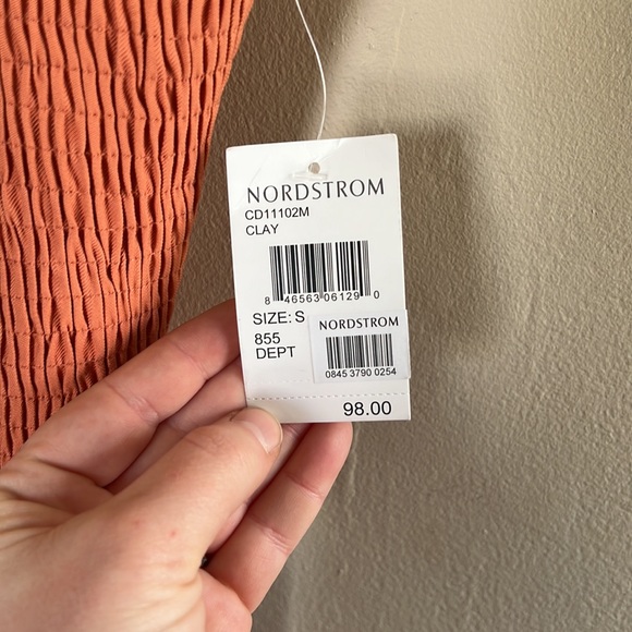 NWT - Orange NSR Smocked Sleeveless Midi Sundress - Sz Small - Picture 5 of 16